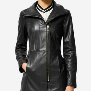 Women's Mid-length Smooth Lambskin Coat